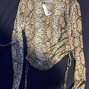 Elegant Snake Print Long Sleeve Top